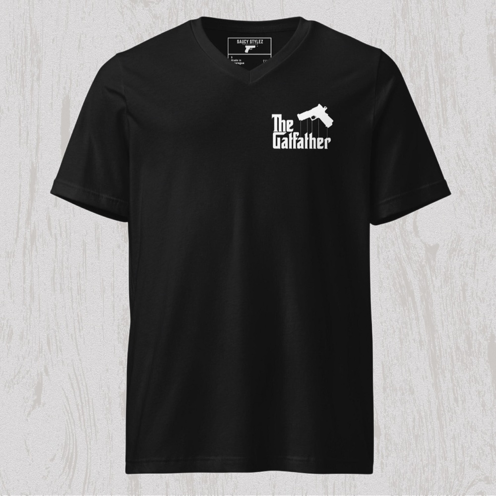 The Gatfather Black V-Neck T-Shirt